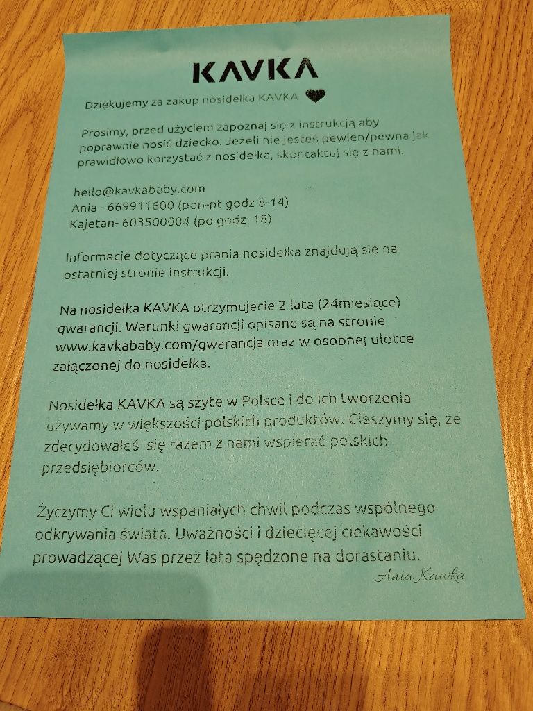 Nosidło Kavka. Stan bardzo dobry