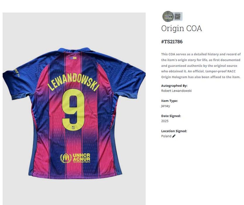 Robert Lewandowski FC Barcelona koszulka z autografem + certyfikat