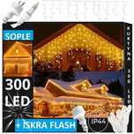 SOPLE 300 LED KURTYNA Lampki Zewnętrzne IP44 + FLASH Białe Ciepłe 14m