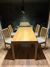 Stół rozkładany, dąb, 120/180x80 cm EKEDALEN + 4 krzesła EKEDALEN