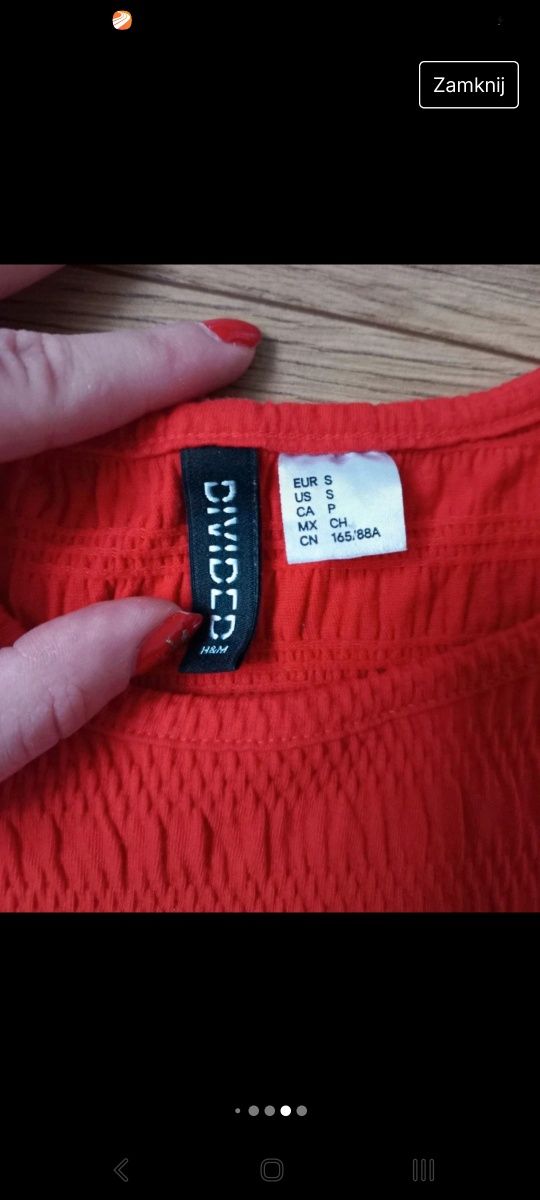 Czerwona sukienka dopasowana H&M rozmiar S