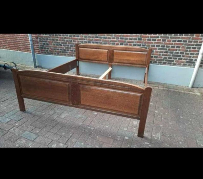 Łóżko łoże dębowe drewniane proste dąb ciemne solidne 180x200 stan bdb