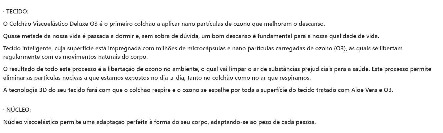 Colchão de casal/Colchão Viscoelástico Duplo (Só Colchão)