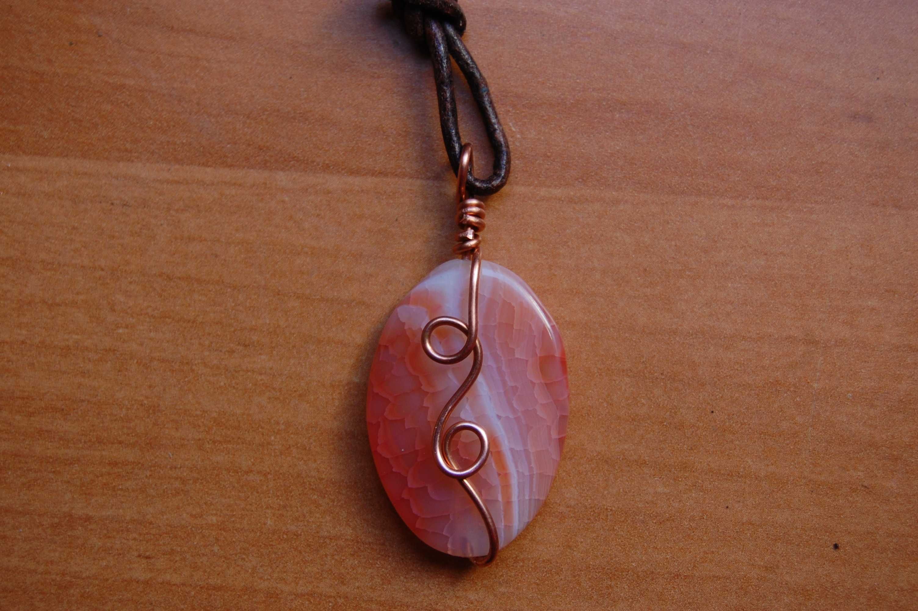 Naszyjnik Agat w miedzi. Handmade. Rękodzieło.