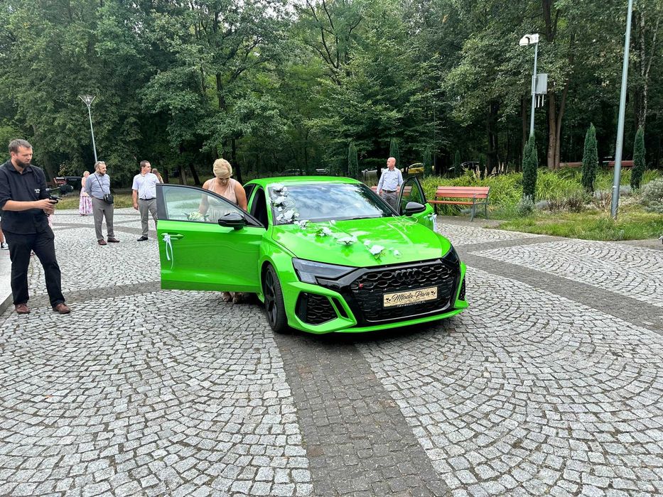 Auto samochód do ślubu sportowe Audi RS3 RSQ3 Na wesele  Wypożycz Audi