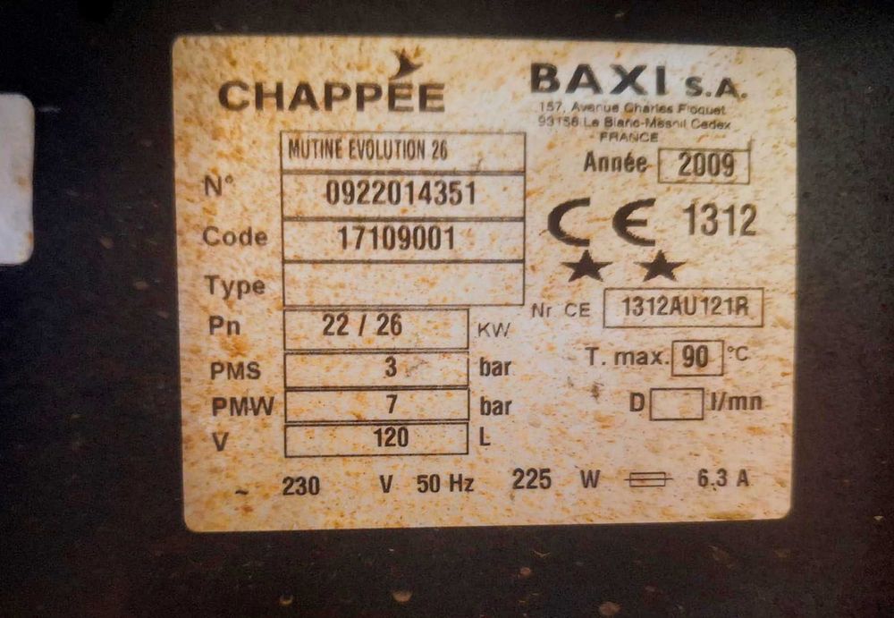 Caldeira Baxi, para aquecimento central e águas quentes sanitárias