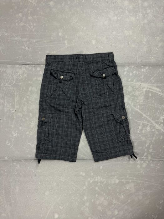 Cargo krótkie spodenki jeansowe w kratkę 90s (M/L) 80s y2k szorty