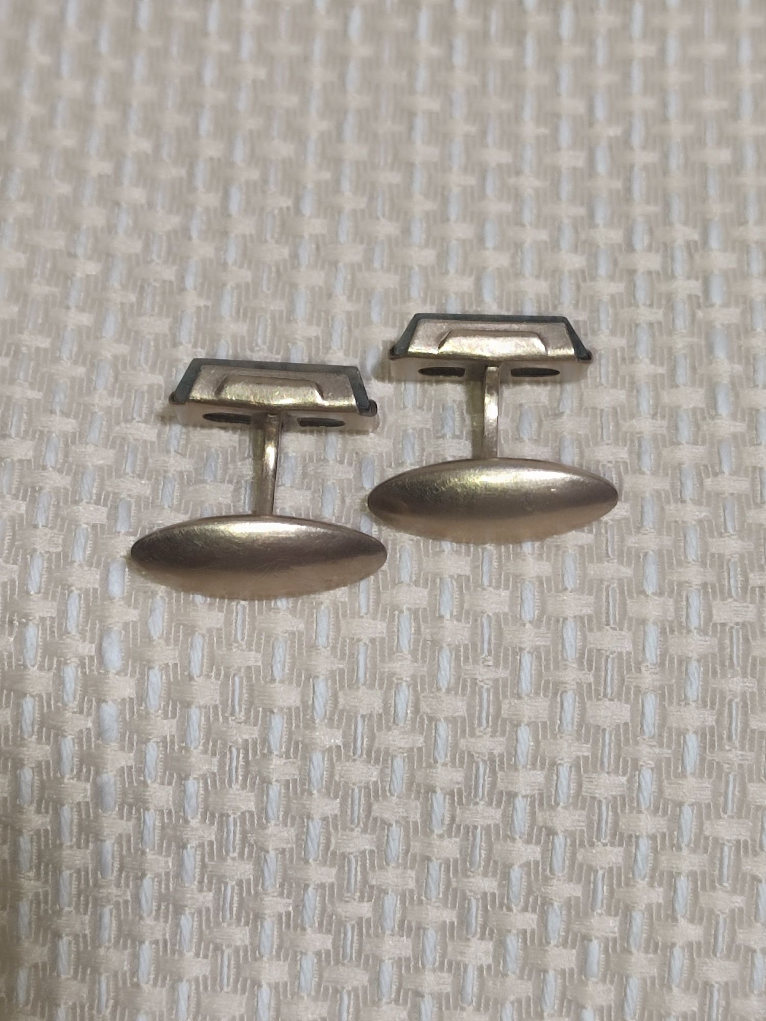 Серебряные запонки с натуральным камнем, СССР, голова вправо, 875 пр