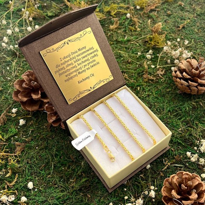 Złoty Łańcuszek Damski Splot Królewski 65cm Srebro 925/585 + Gratisy/g