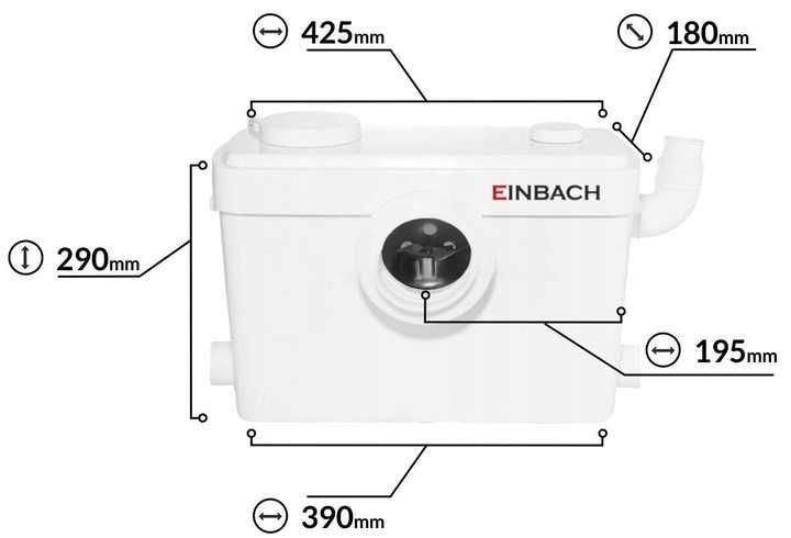 Pompa do WC z rozdrabniaczem EINBACH SANMATIC 5 Rozdrabniacz INOX!