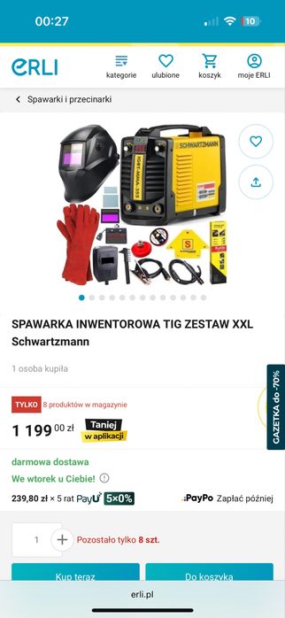 Nowa za pol ceny spawarka INWENTOROWA TIG ZESTAW XXL Schwartzmann