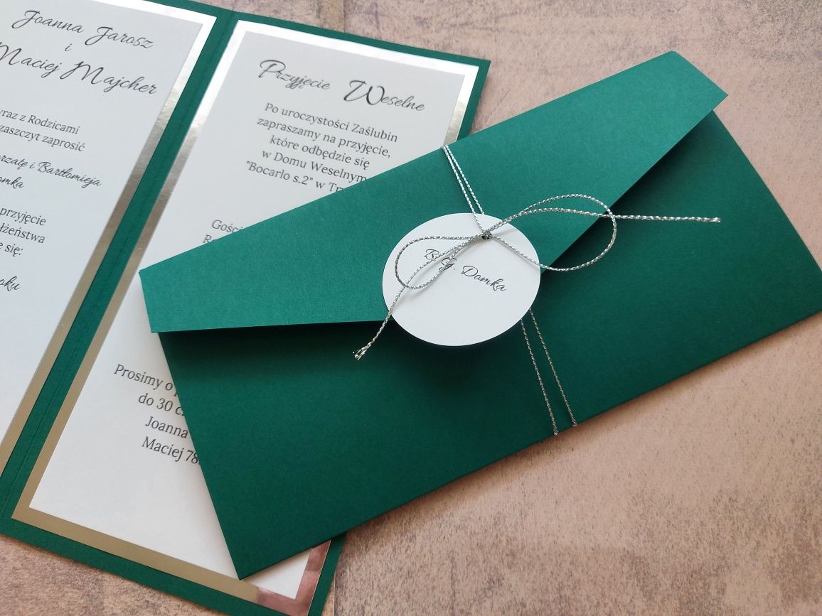 Zaproszenie ślubne kopertowe, folder, z lustrem, eleganckie