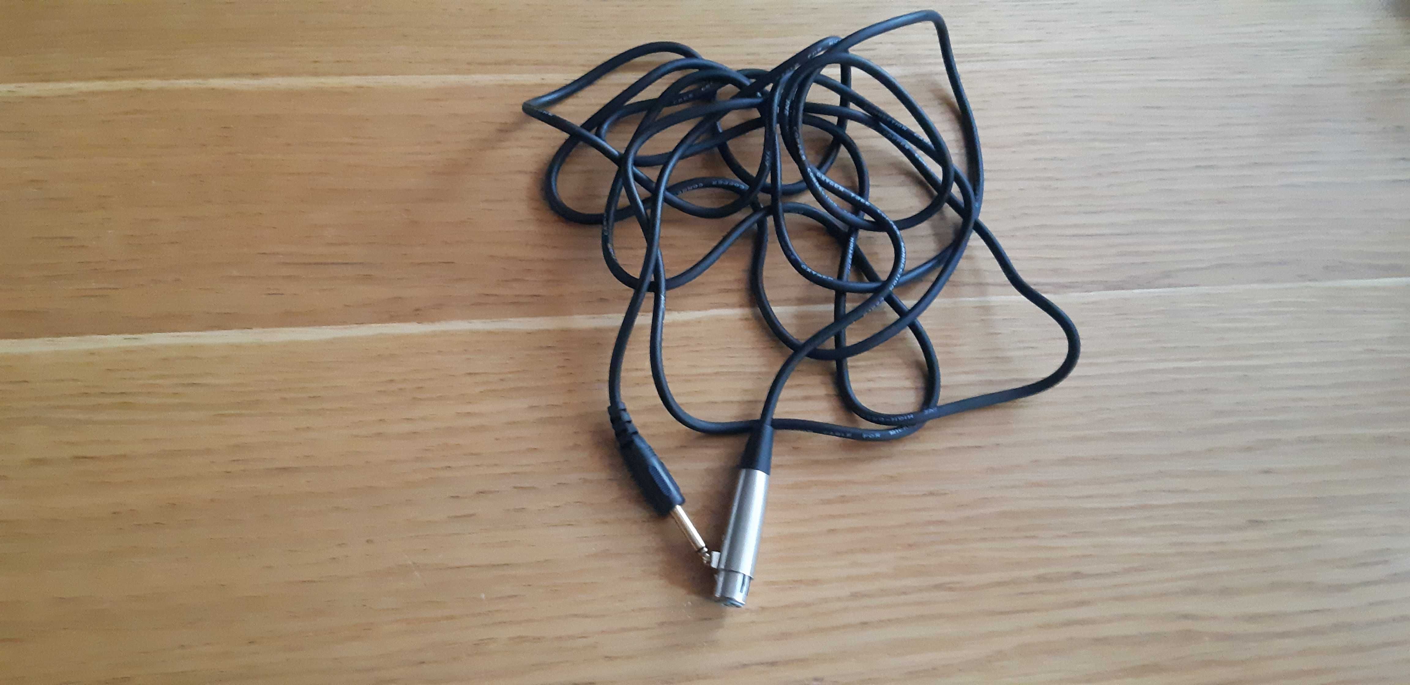 Kabel mikrofonowy XLR żeński Jack 6,3mm, mono 3,8m