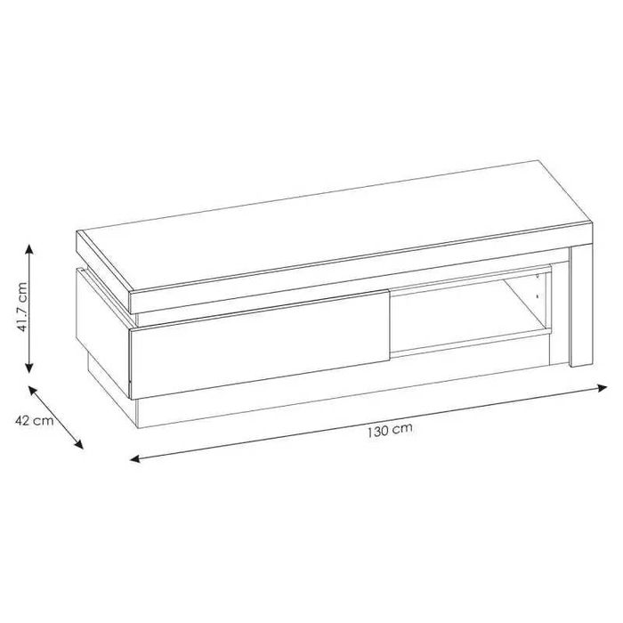 Szafka RTV 130 cm Lyon Dąb Riviera Jasny/ Biały Połysk - Meble Wójcik