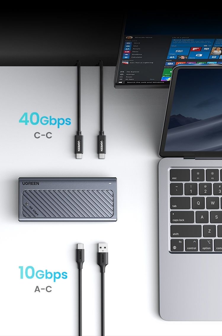 Ugreen obudowa dysku 40 Gbps M2 SSD, NVMe, USB C 4.0 thunderbolt