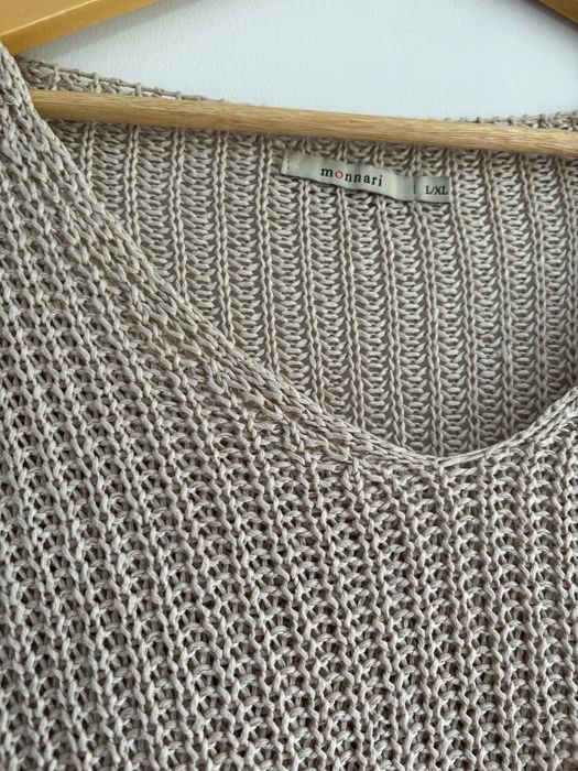Monnari beżowy sweter oversize L XL