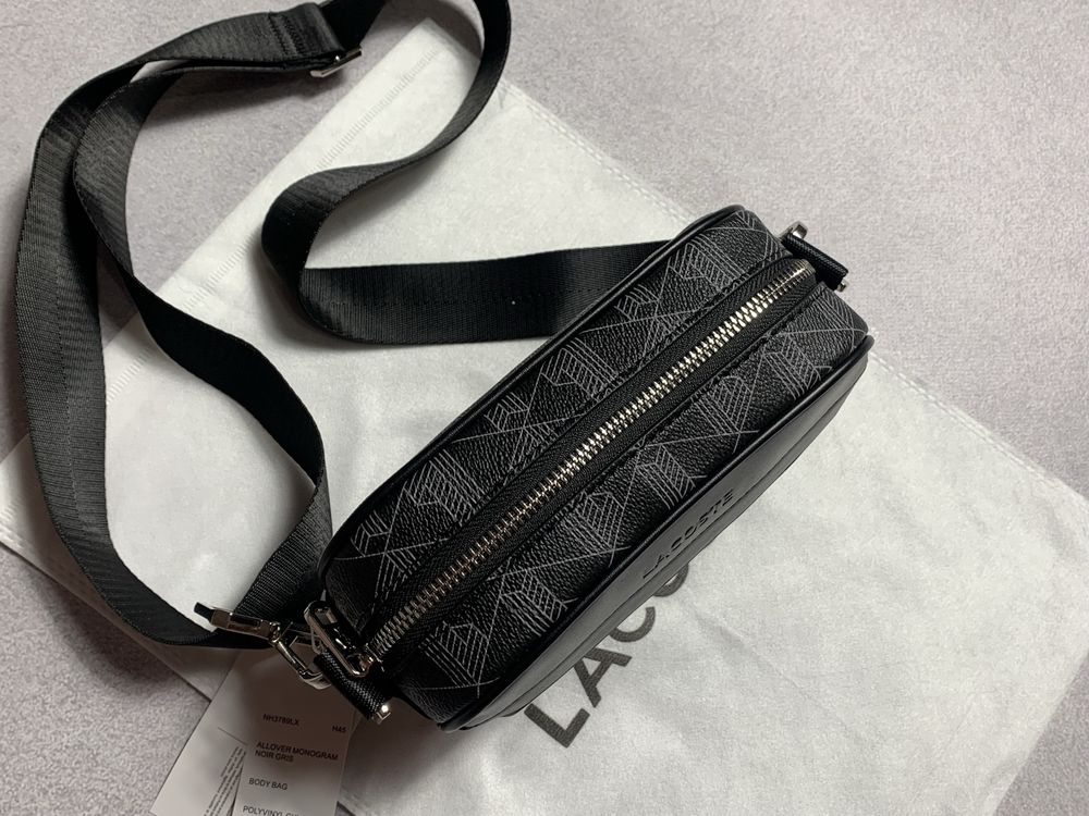 Сумка Lacoste Monogram Reporter Bag Black/Gray