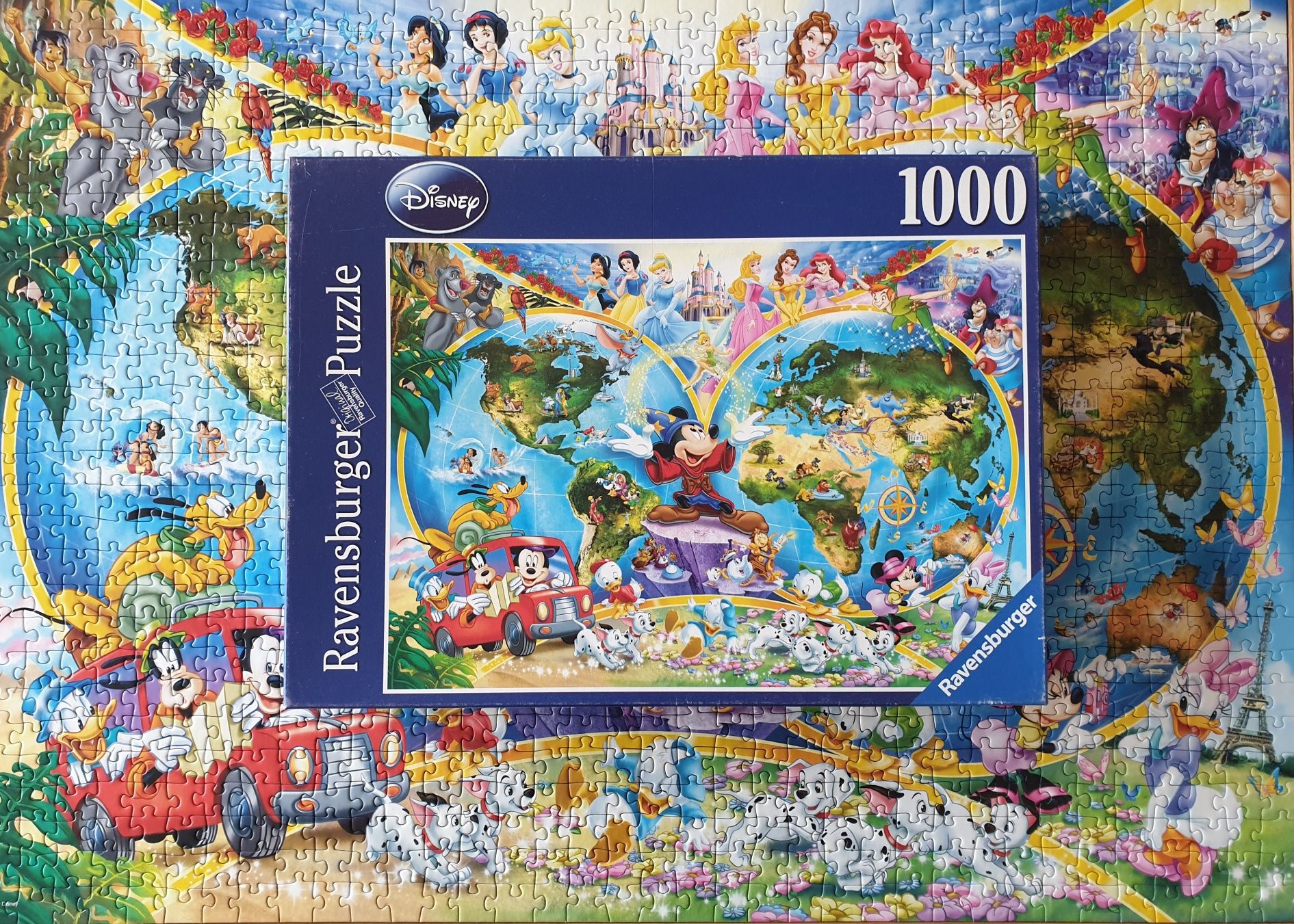 Puzzle Ravensburger 1000 (-1) Mapa świata Disneya