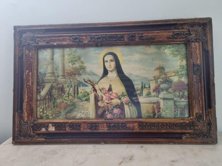 Quadros  muito antigos com a última  ceia de cristo e Santa Teresinha