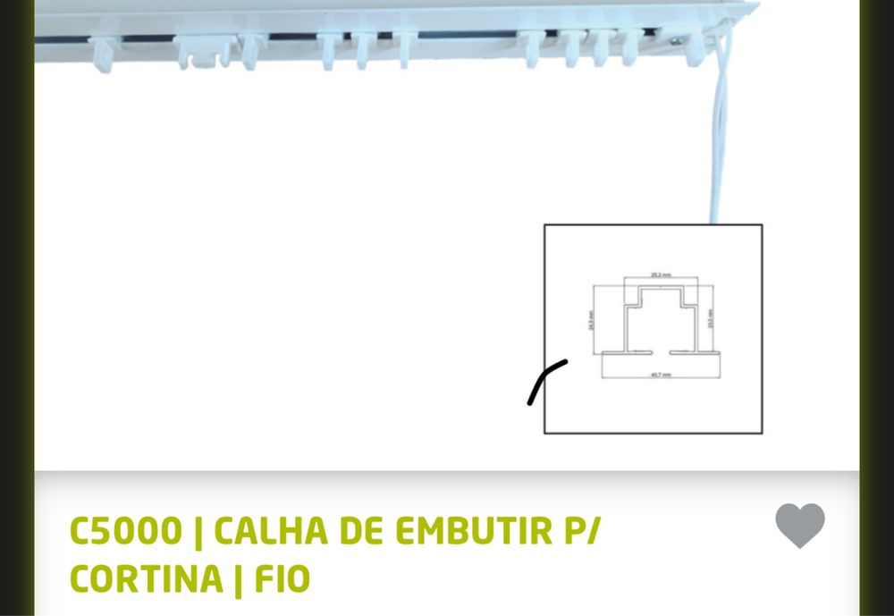 Calha C5000 para cortinado