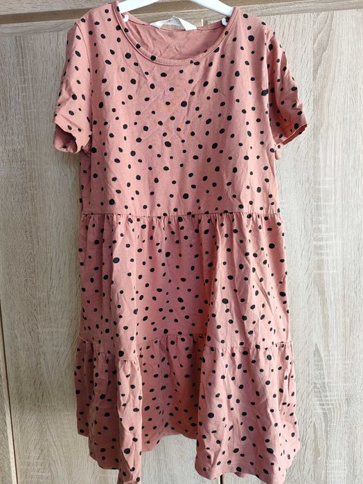 Sukienka kropki 134/140 H&M krótki rękaw