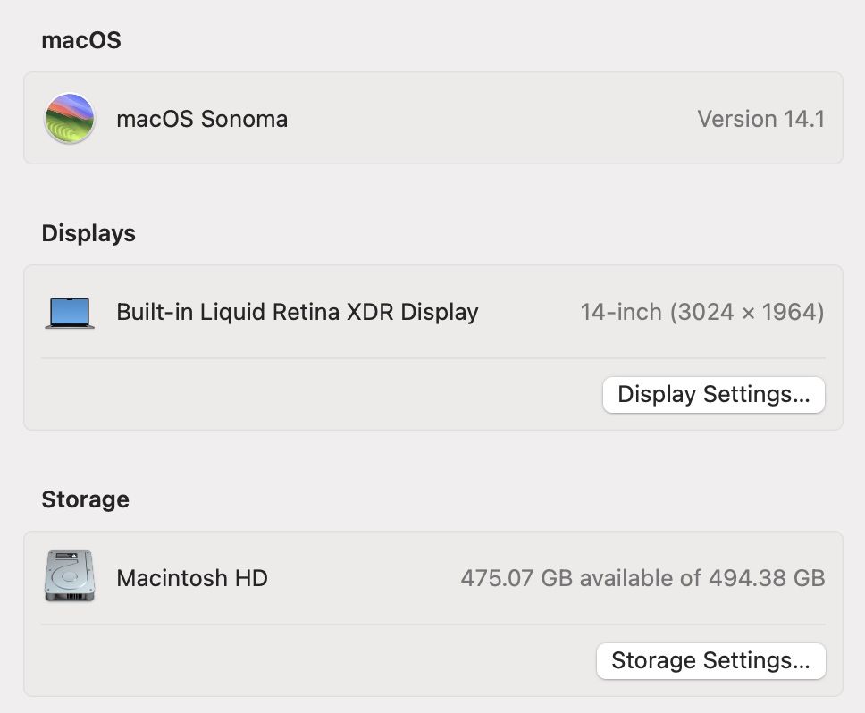 MacBook Pro 14’ 2021 M1 Pro 16GB 512GB Space 86%