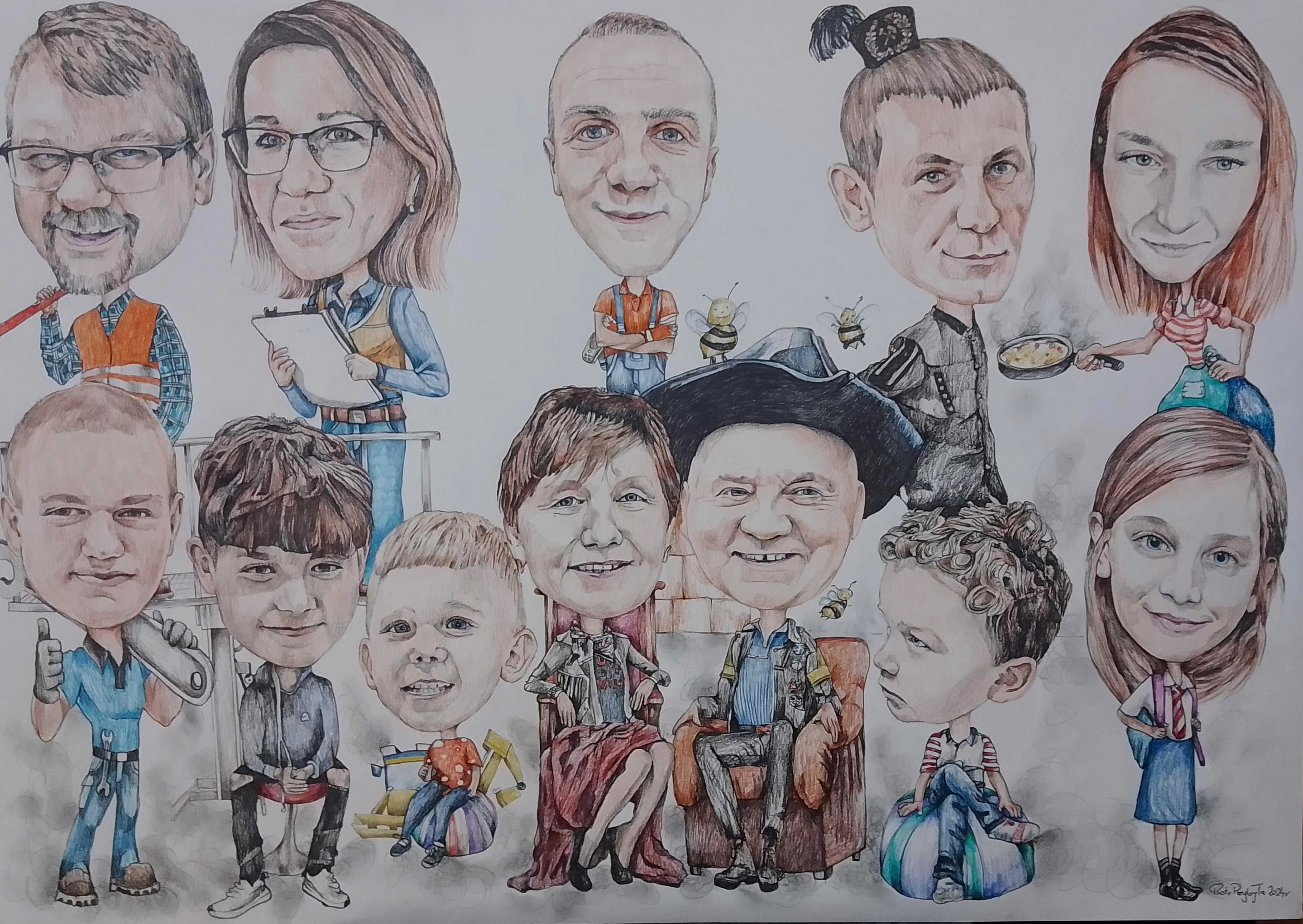 karykatura portret prezent rysunek wesele