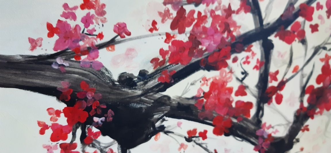 Obraz na płótnie Japońska Kwitnąca Wiśnia Sakura Gałąź 100 x 50 cm