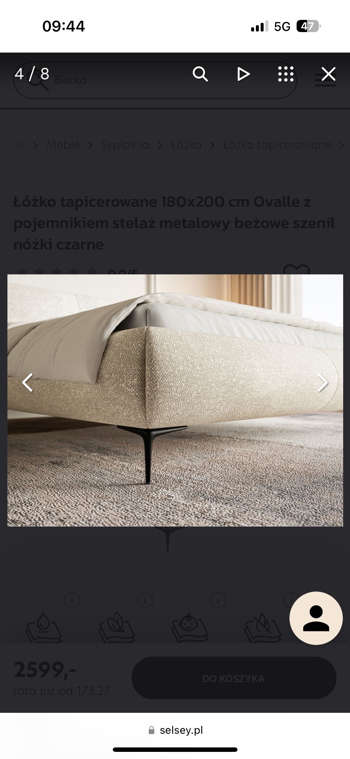 Nowe niezłozone łóżko selsey