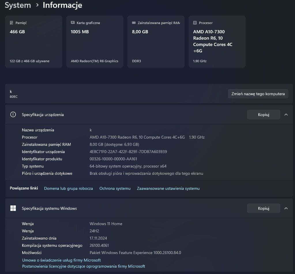 Lenovo Z50-75 AMD Radeon 8GB RAM 500GB SSHD Windows 11