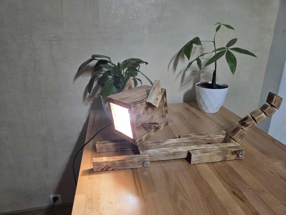 Lampka drewniana - kot/ Handmade loft /industrial