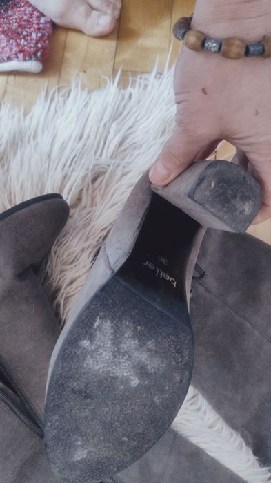 Kozaki szare zamszowe muszkueterki wiosna jesień r 36