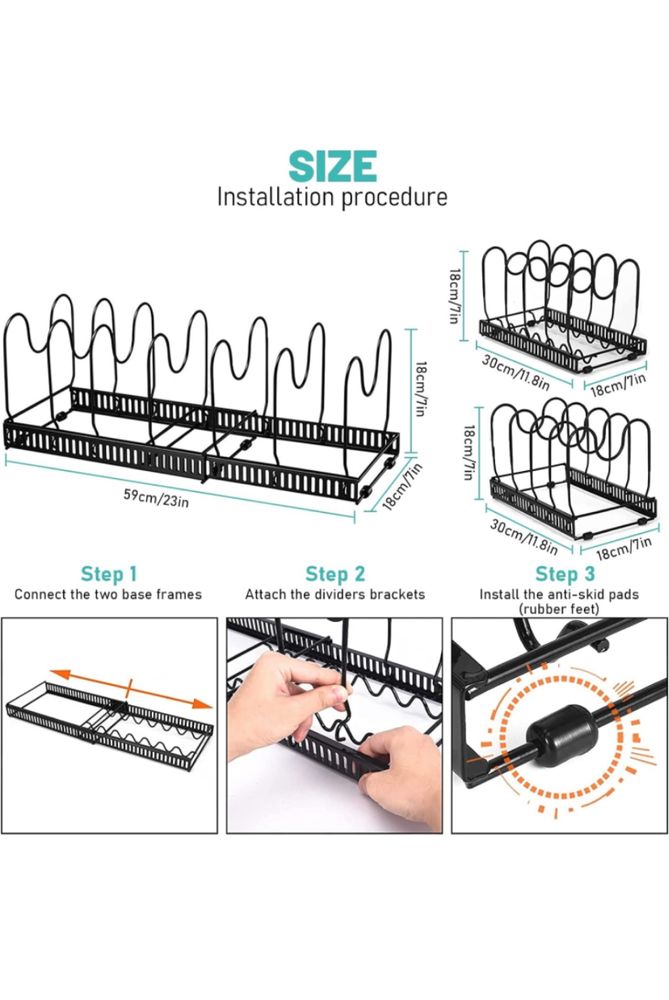 Uchwyt organizer na garnki talerze patelnię
