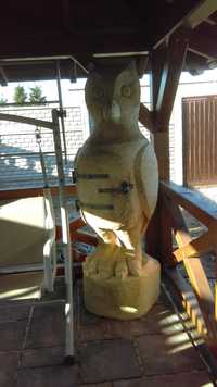 Rzeźba barek ogrodowy miś sowa