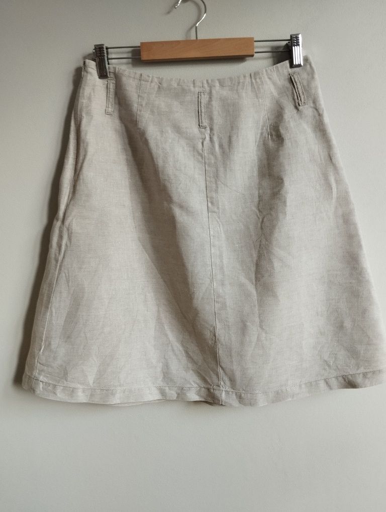 Lniana 100% beżowa spódnica, minimalizm r. M Lindex