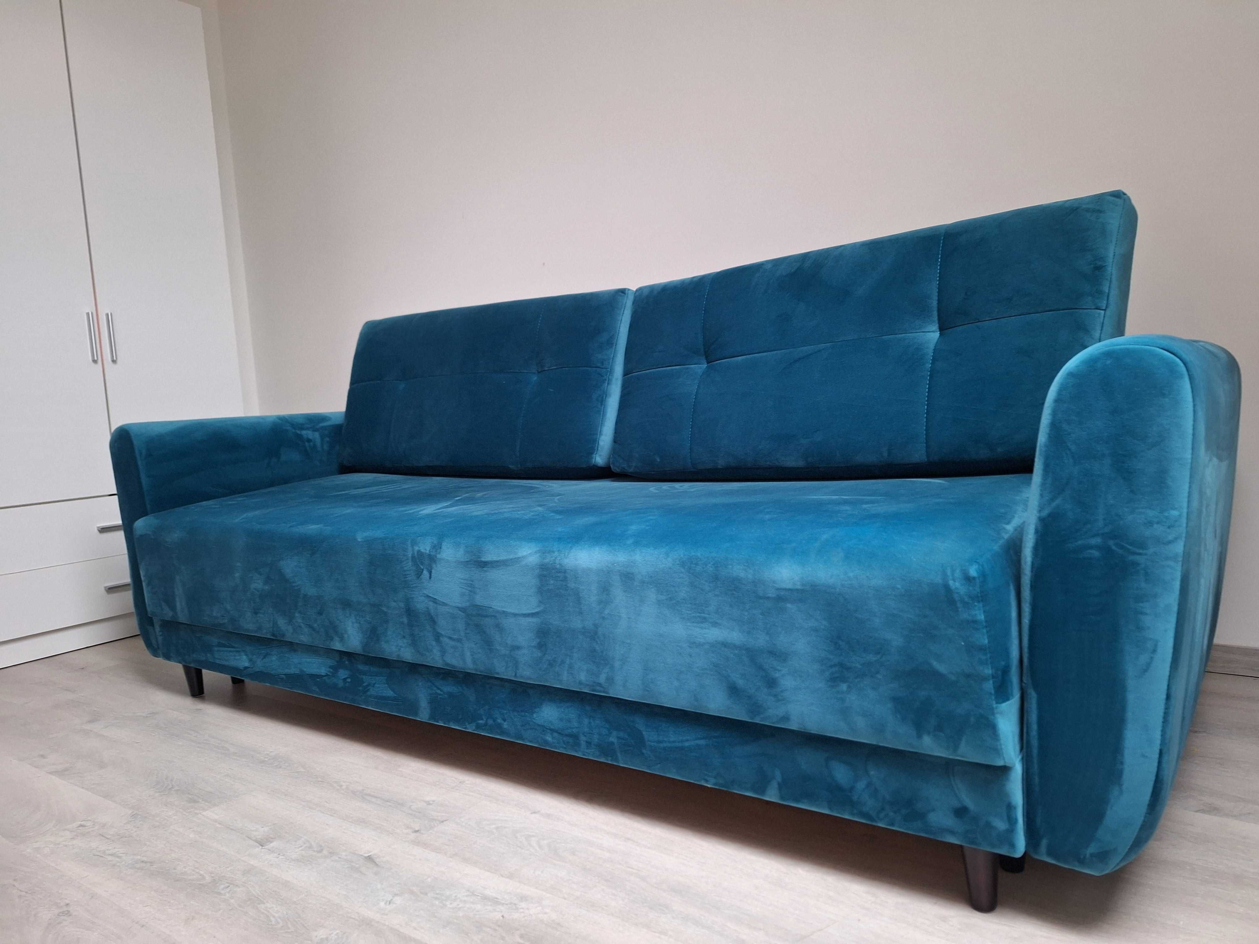 Sofa 3-osobowa rozkładana zielona/turkusowa
