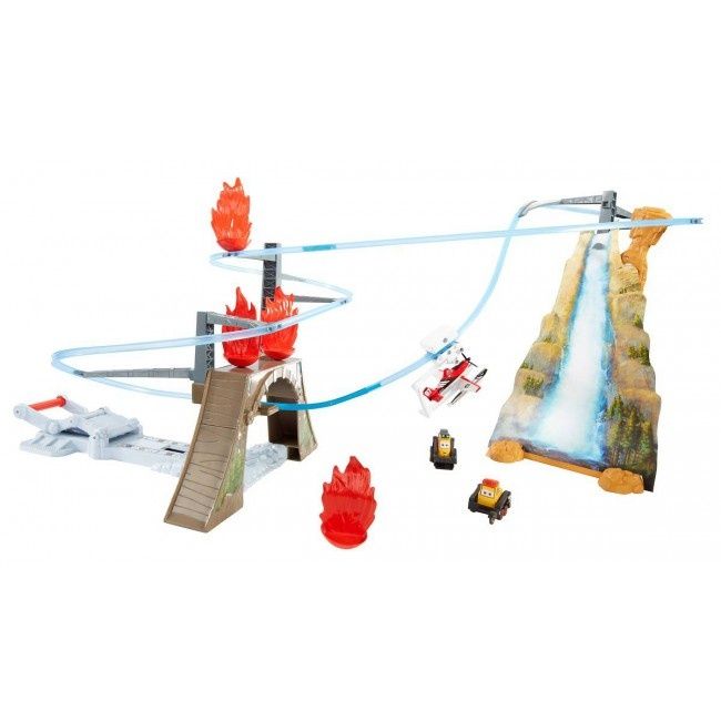 Автотрек Mattel Огонь и риск,спуск вертолёта,самолёта,трек набор тачка