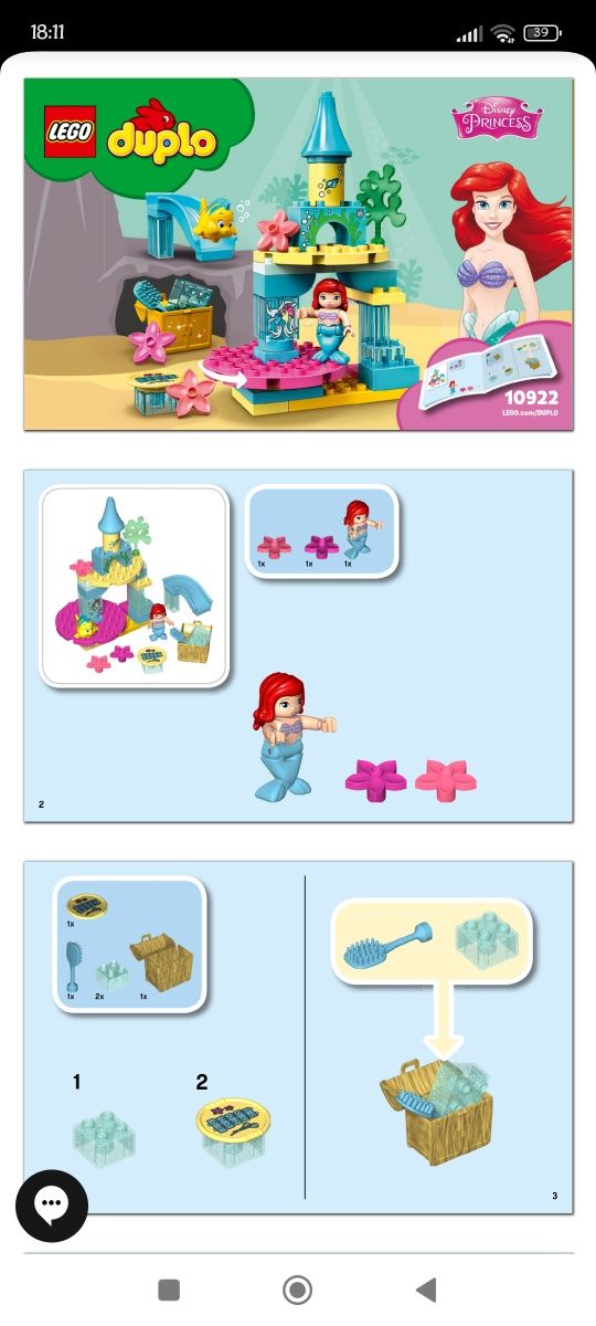 LEGO Duplo Podwodny zamek Arielki 10922