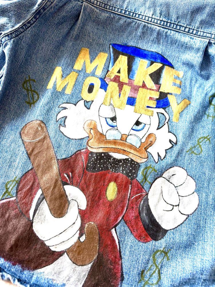 Джинсівка з ручним розписом “MAKE MONEY”