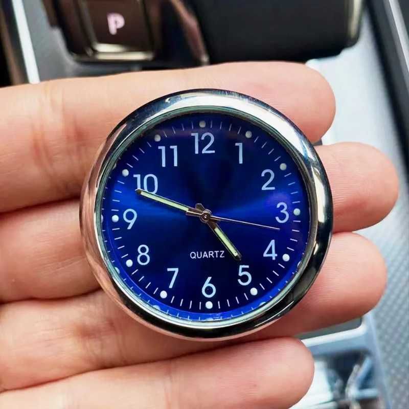 Zegarek do Auta Analog QUARTZ - Zegar Samochodowy - Srebrno Niebieski