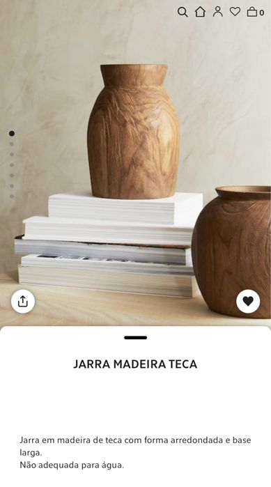 Jarra Madeira Teca Zara Home NOVO