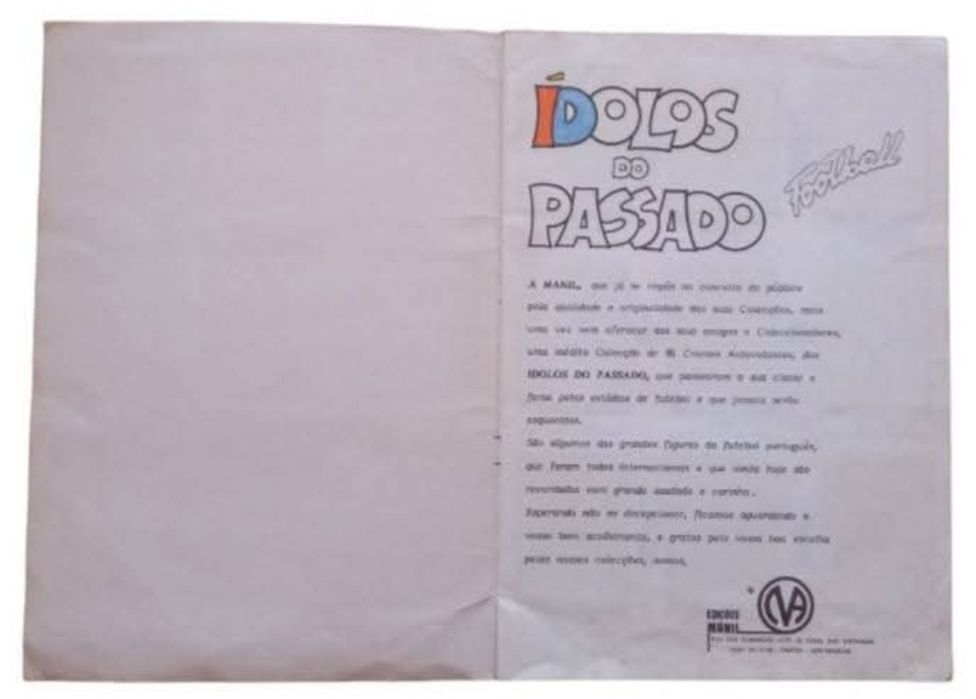 Caderneta antiga, ídolos do Passado.