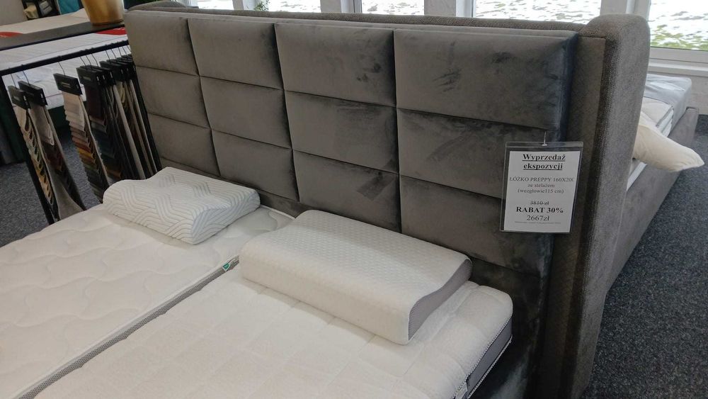 Łóżko tapicerowane Hilding Preppy 160x200 wyprzedaż expo - rabat -50%