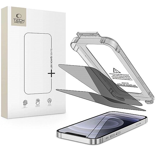 Szkło prywatyzujące Tech-Protect Quick Set Spy+ 2-pack na iPhone 12 /