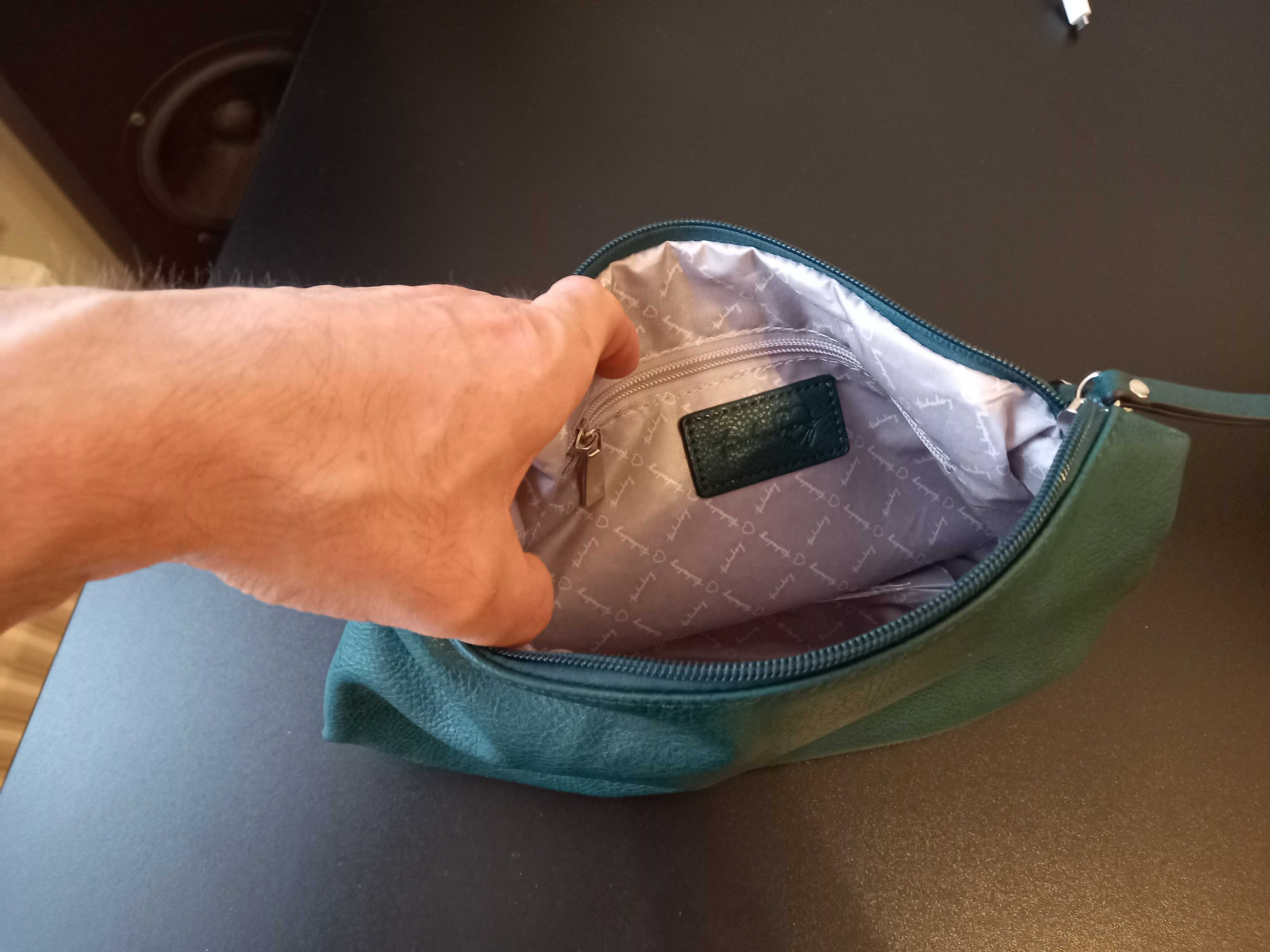 Torebka Skórzana Tashenherz Zielona Zestaw Torba
