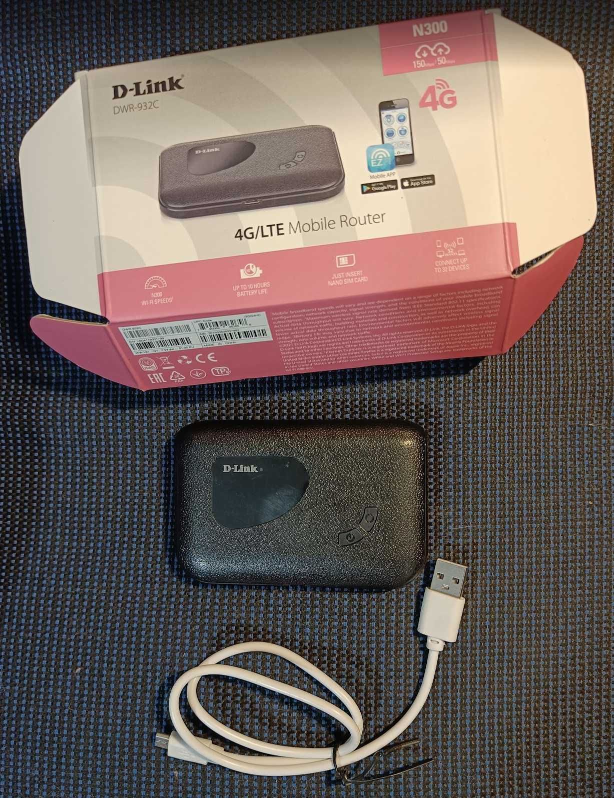 Маршрутизатор D-Link DWR-932C N300, 4G/LTE, акумулятор 2000mAh