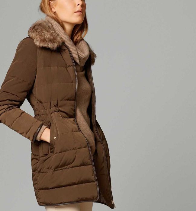 Massimo Dutti kurtka płaszcz puchowa S 36 odpinany kołnierz