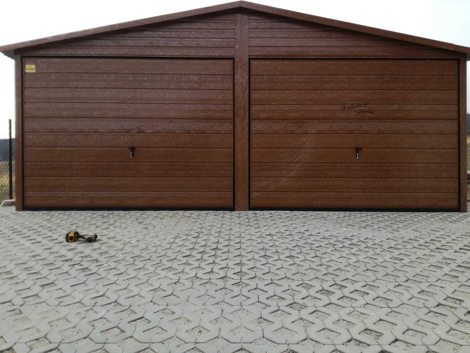 Garaż Dwustanowiskowy 6x5 Biel +  Orzech PROMOCJA