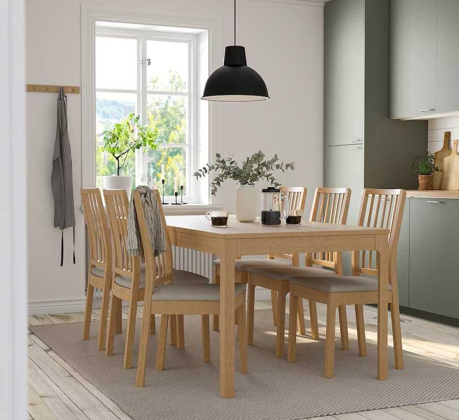 IKEA EKEDALEN stół i 6 krzeseł, dąb koplet TRANSPORT