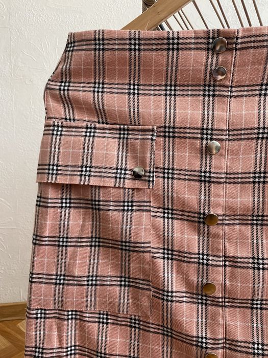 Sinsay spódnica krótka L różowa w kratkę